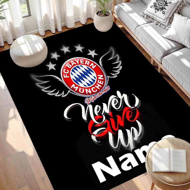 Custom Name Personalized FC Bayern Print Carpet, Versatile Home Decor Rug, for Playroom, Apartment, Balcony, Entryway, Hallway Gift