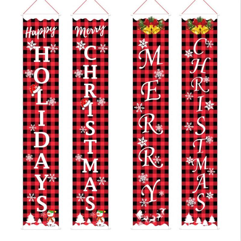 Christmas Decorations Lattice Door Curtain Pull Flag Door Hang Party Atmosphere Layout Couplet Pull Flag