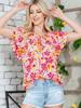 2025 Women's Summer V-Neck Ruffle Short Casual Printed Shirt