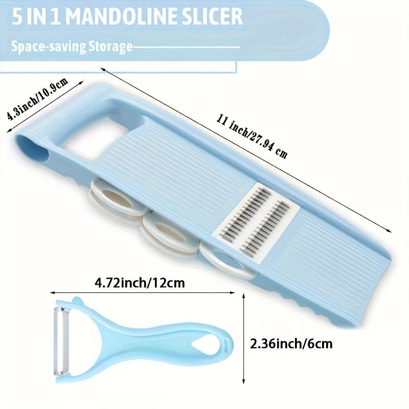Rebanador de verduras multihoja 5 en 1, cortador multifuncional para rebanar, rallar y pelar, gadget de cocina práctico.