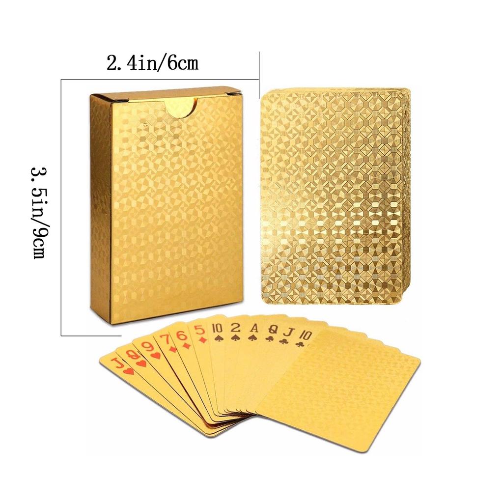 Cartas de jogar à prova d'água, cartas de plástico douradas para pôquer, novidades, ferramentas para jogos de tabuleiro, festa familiar, entretenimento ao ar livre