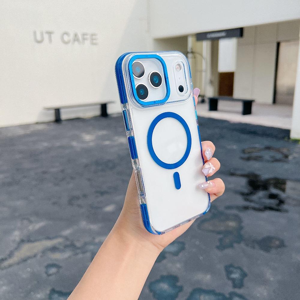 Luxury Transparent Magnetic for Magsafe Case For iPhone 17 Pro Max Air 16 15 14 Plus13 12 11 Colorful Border Shockproof Cover