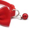 Yousheng Pet Bow Collar Solid Color Holiday Dress Up Adorable Pet Cats Bow-knot Collar with Bell for Christmas