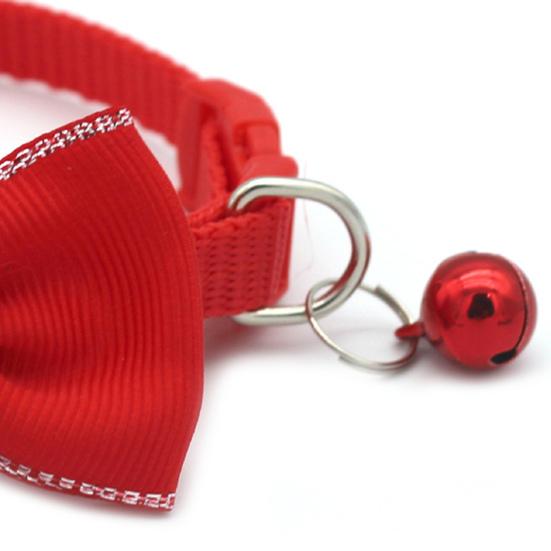 Yousheng Pet Bow Collar Solid Color Holiday Dress Up Adorable Pet Cats Bow-knot Collar with Bell for Christmas
