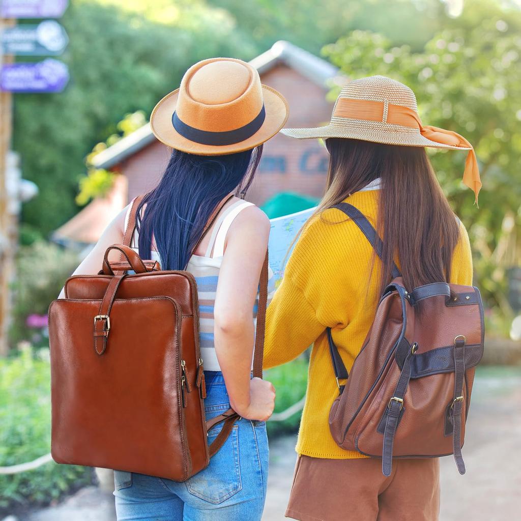 Genuine Leather Rucksack Travel Rucksack School Travel Italian Leather 14 Inch Laptop Storage Rucksack [Bannus] Backpack, Women's Bag, Backpack, Bag,