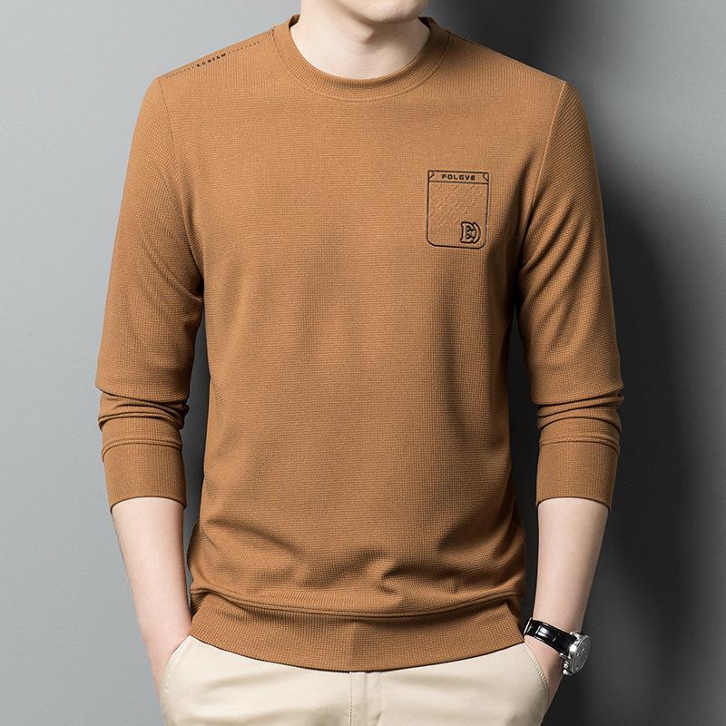 Spring and Autumn New Men's Round Neck T-Shirts for Young and Middle-aged Casual Trendy Sweaters Bottoming Shirts
