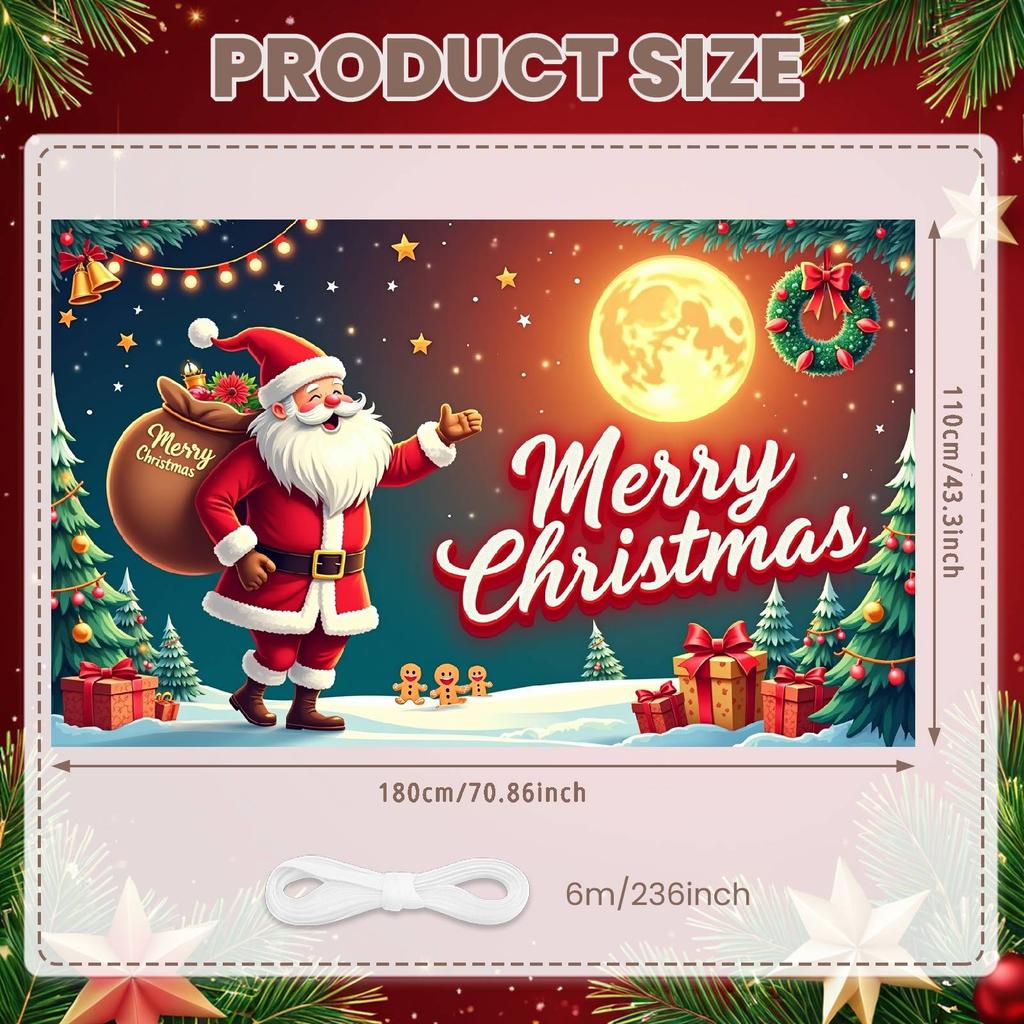 Christmas Banner Moon Background Santa Claus Banner Christmas Decoration Banner Holiday For Christmas Party Winter Festival