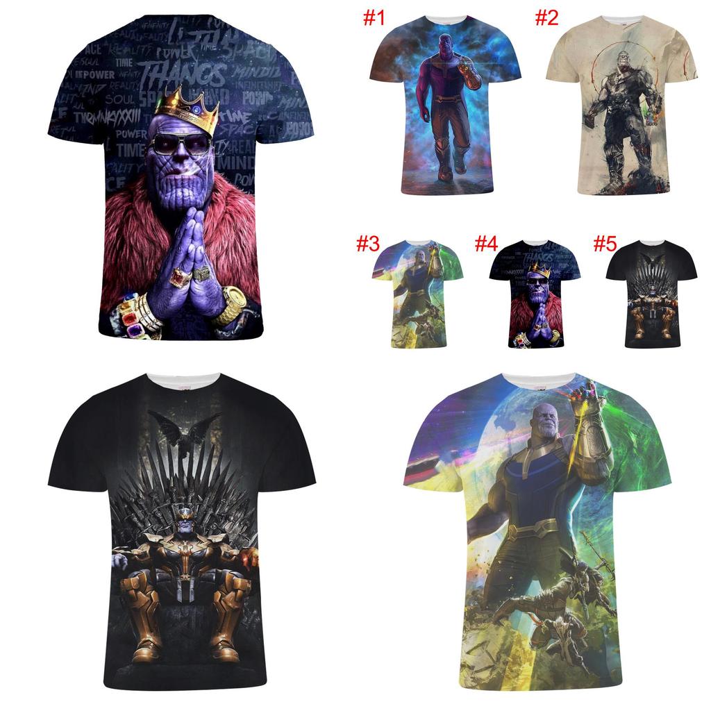 Premium Quality The Avengers Endgame Thanos Men Short Sleeve O-neck Graphic T Shirt Tops Blouse