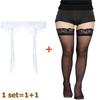 2Pcs Women'S Adjustable Non-Slip Stockings High Waist Garter Belt Plus Size Sock Set Lace Mesh Suspender One-Piece Pantyhose Xxl