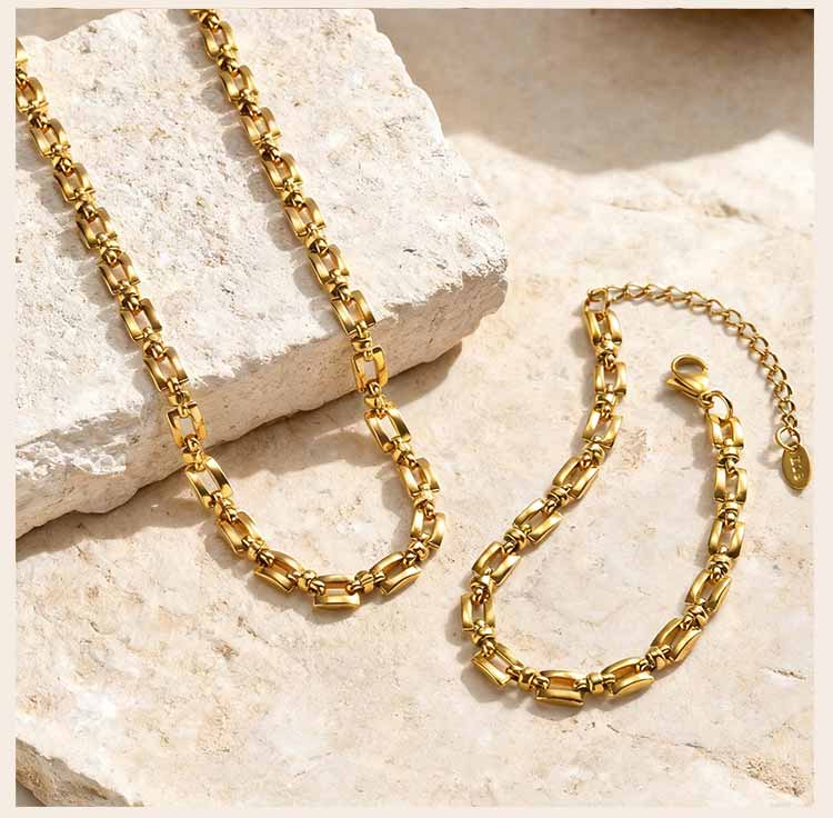 Handmade Strap Chain Necklace Stainless Steel Gold Plated Link Minimalist Tarnish Free Jewelry for Women Bijoux Femme