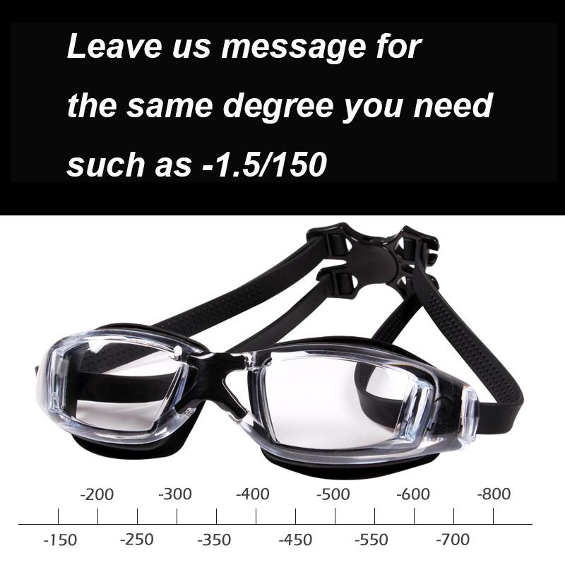Adult -1.5 To -8.0 Myopia Electroplated Swim Glasses Waterproof Anti Fog Swim Goggles Custom Different Left Right Eye Degrees