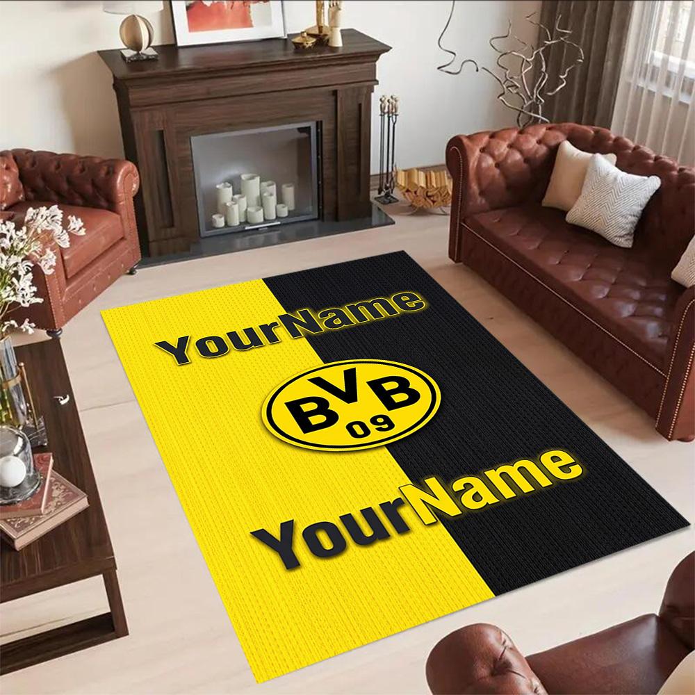 Borussia Dortmund Customize Your Name Carpet Design for Outdoor Study Room Living Rooms Kitchen Anti-slip Rug Decorate Offices Gift for Festivals