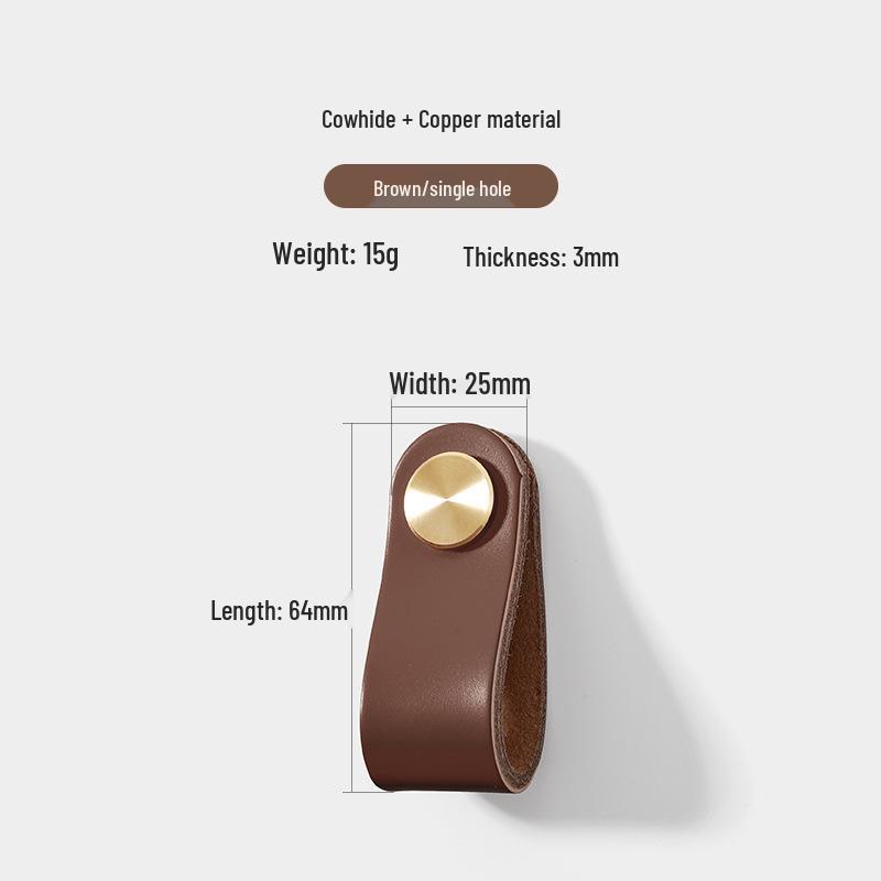 Cross-Border Brass and Leather Cabinet Pull Handle
