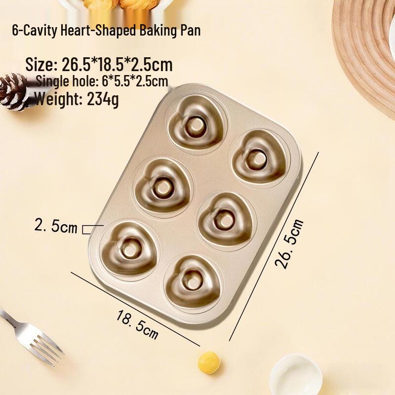 MDNG Non-stick 6-Cavity Heart Donut & Cake Mold