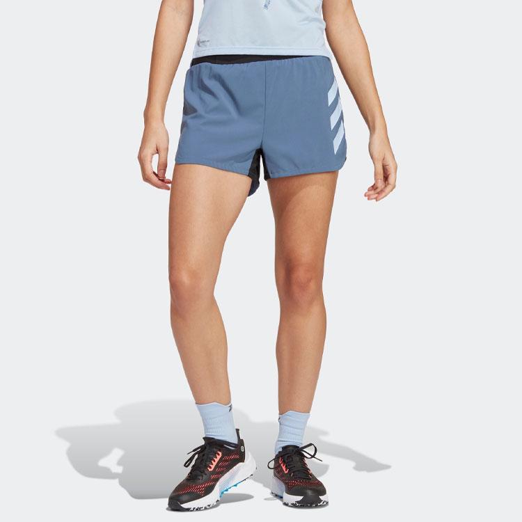 Adidas Terrex Series SS23 Logo Outdoor Sports Regular Quick-Dry Shorts Women shorts Miracle-Blue-Grey HT9393