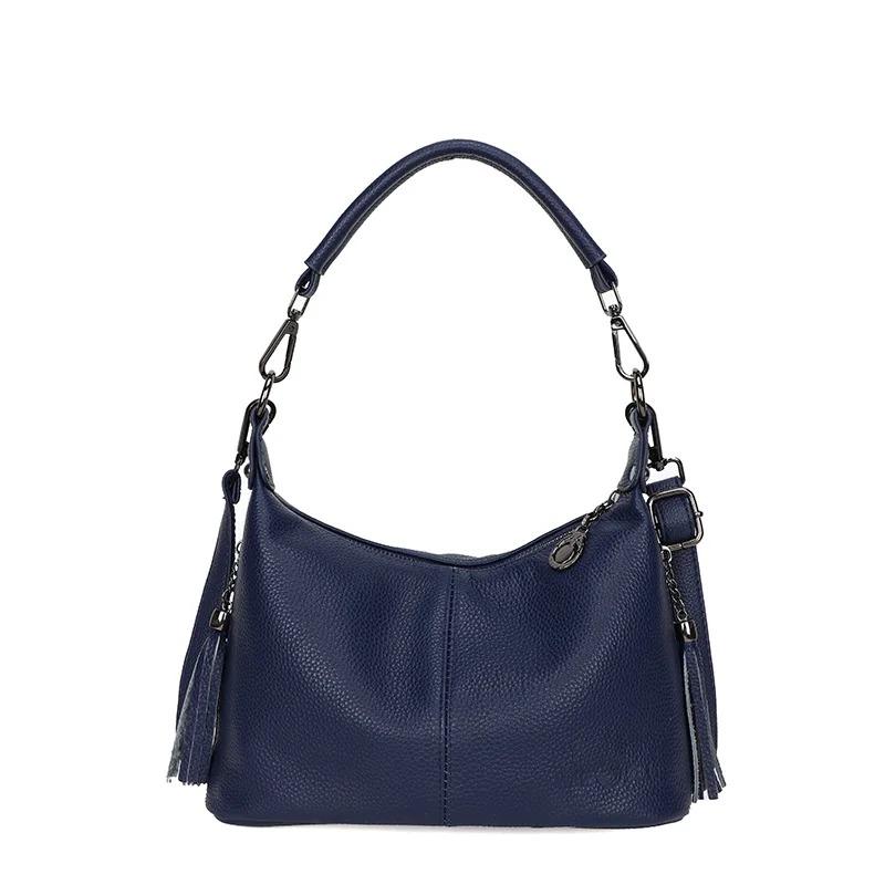Chic Leather Hobo Bag with Detachable Strap & Tassel Versatile Large Capacity Handbag for Women Leisure Fashion Women's Shoulder Bag