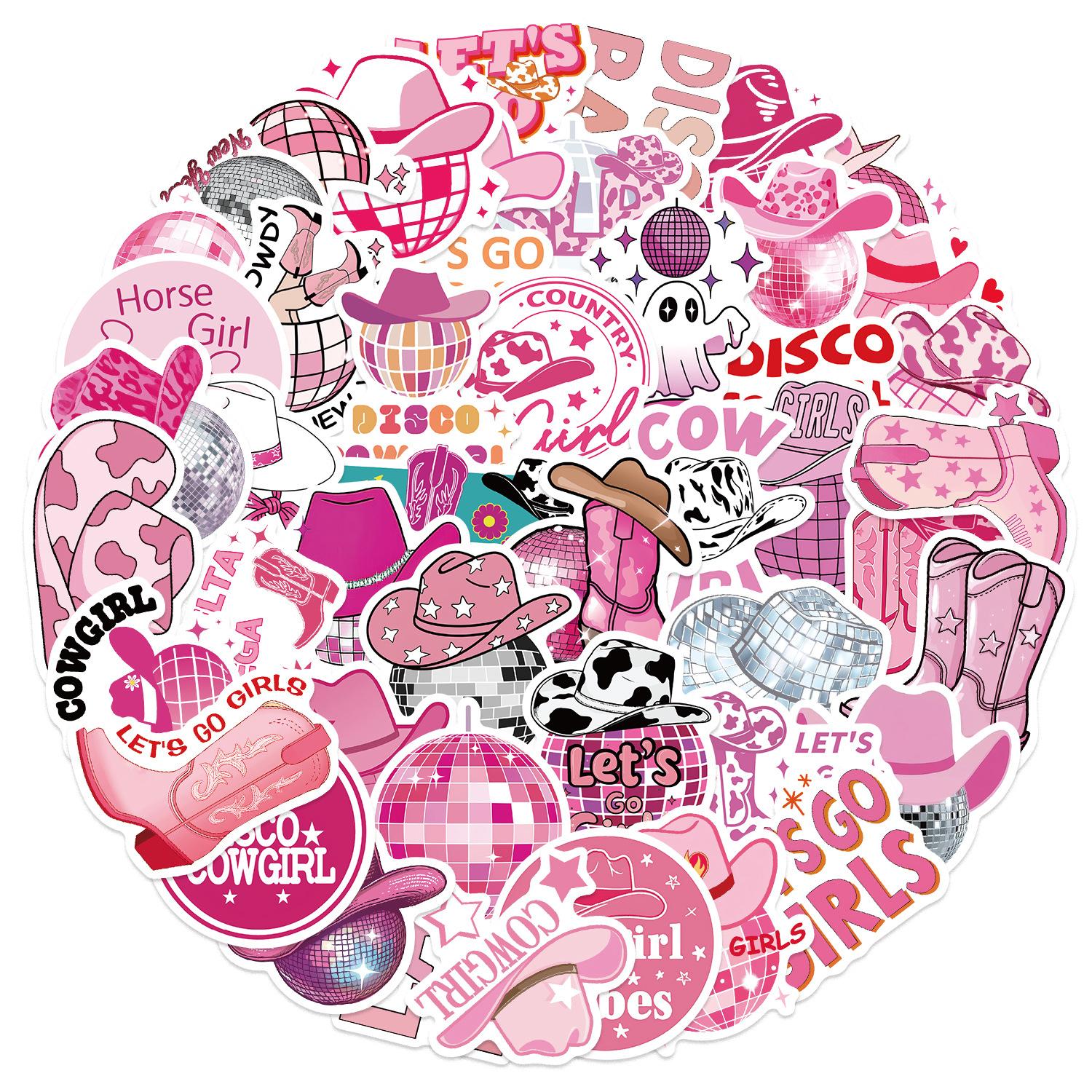 

50 Cartoon Disco Girls Pink Graffiti Stickers DIY Guitar Computer Luggage Removable Toy Stickers