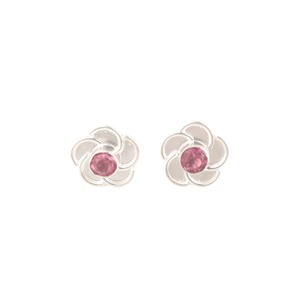 Natural Pink Tourmaline 925 Solid Silver Unique Boho Jewelry Stud Earrings 0.5" EE-157-13