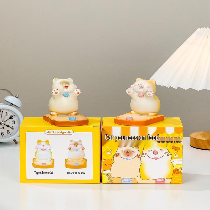 Adorable Kitten Phone Stand: Cute, Relaxing Office Gift for Girls