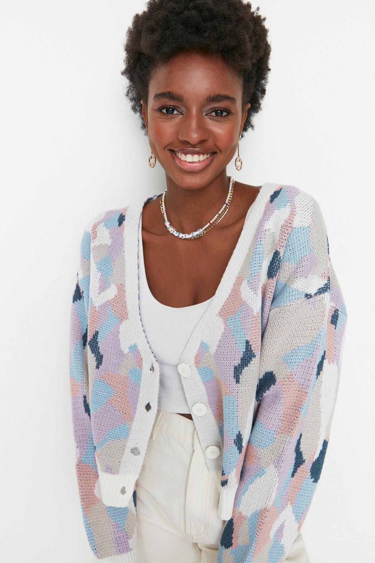 

Кардиган из жаккардового трикотажа с камнями TWOAW22KZ1163