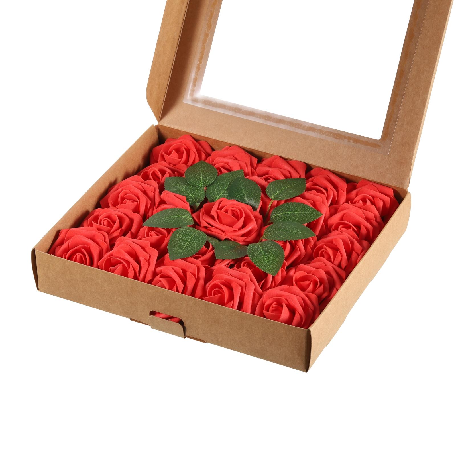 

Искусственные головки роз, Мини-искусственные цветы 3,15 дюйма для DIY-поделок, Свадебного и праздничного украшения, Упаковка 25 штук красный