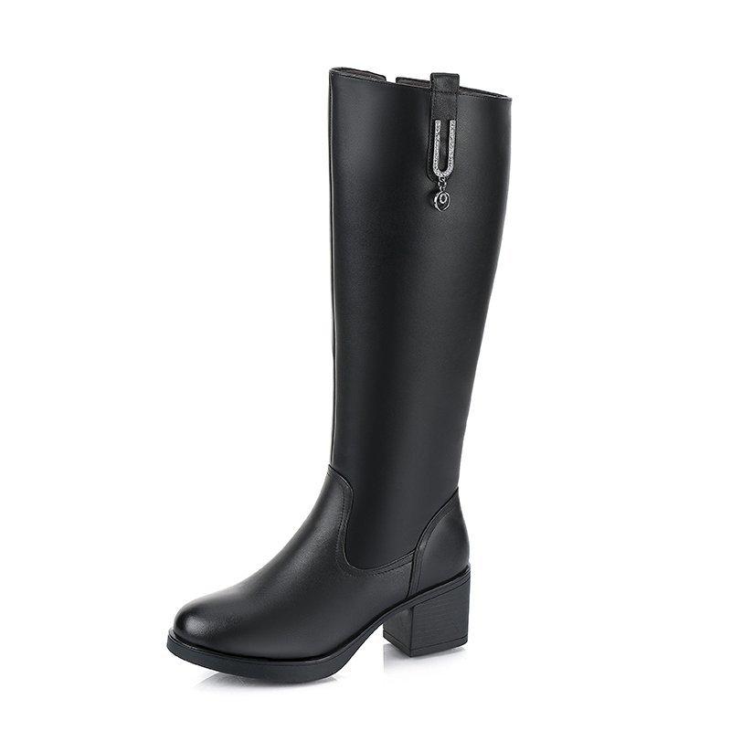 Winter Women Boots 2025 Korean Women's Knee Boots Waterproof High Heel Boots Comfortable Chunky Heel Long Boots