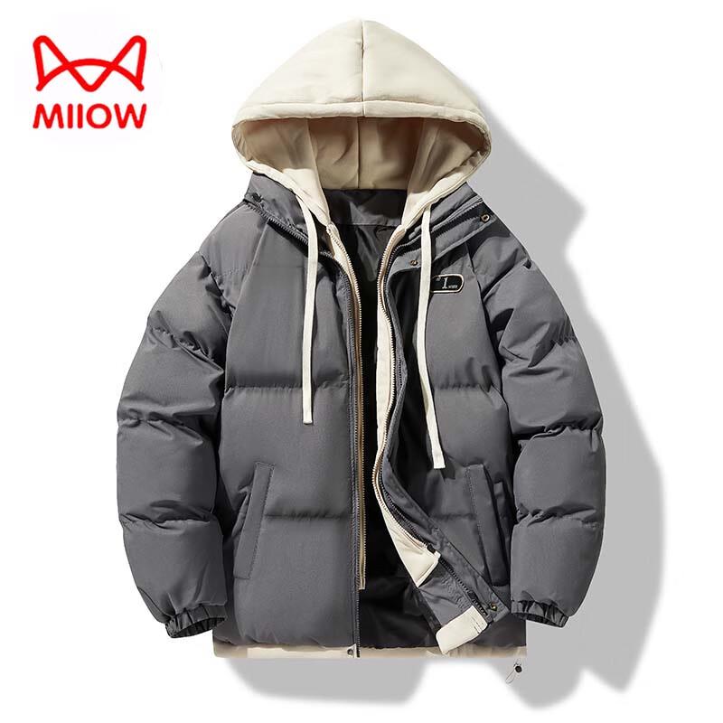 Mao Ren Men's Faux Two-Piece Hooded Padded Jacket