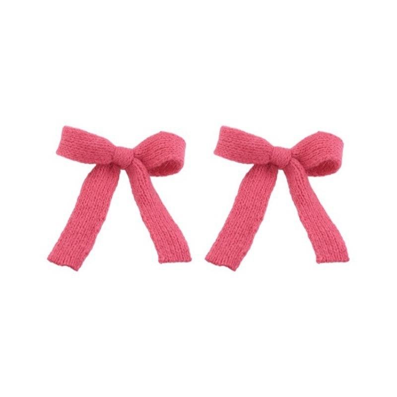 2Pcs/set Korean Winter Knit Bow Hair Clip Fashion Crochet Barrettes for Schoolgirl Cute Hair Accessories All-Match Headwear