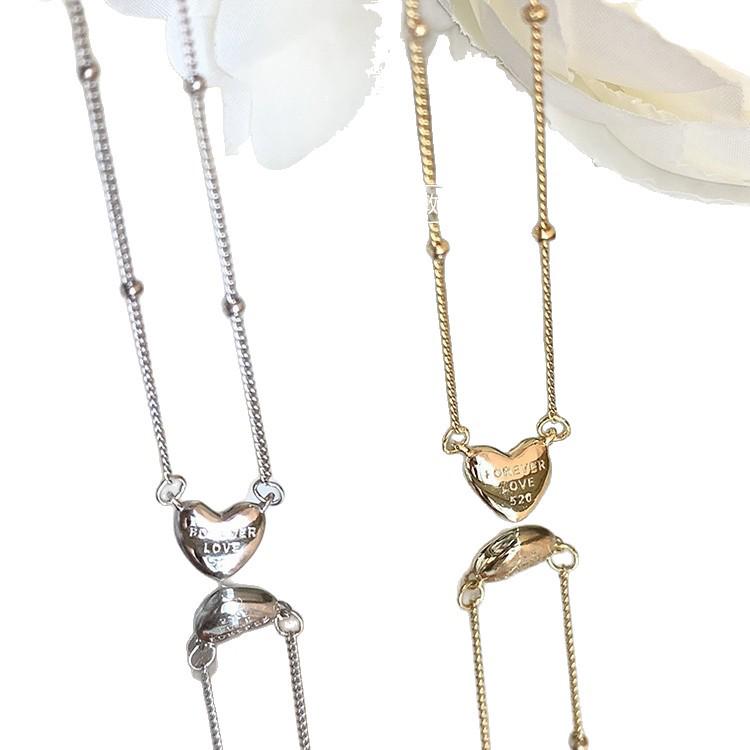 Su Chuang S925 Sterling Silver 3D Heartbeat Heart Necklace for Women - Simple Cool Style with Clavicle Chain.