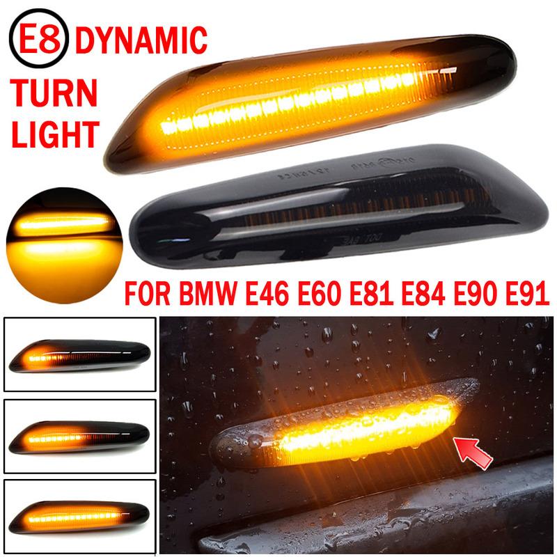 2x Dynamic LED Fender Light Side Marker For BMW 1 3 5 Serie E46 E60 E61 E81 E82 E87 E88 E90 E91 E92 E93 X1 E84 X3 E83 X5 E53