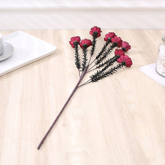 1 Bouquet Fake Flower Realistic Long Lasting Long Stem Practical 8 Heads Daisies Flower Home Decor Fake Bouquet for Garden