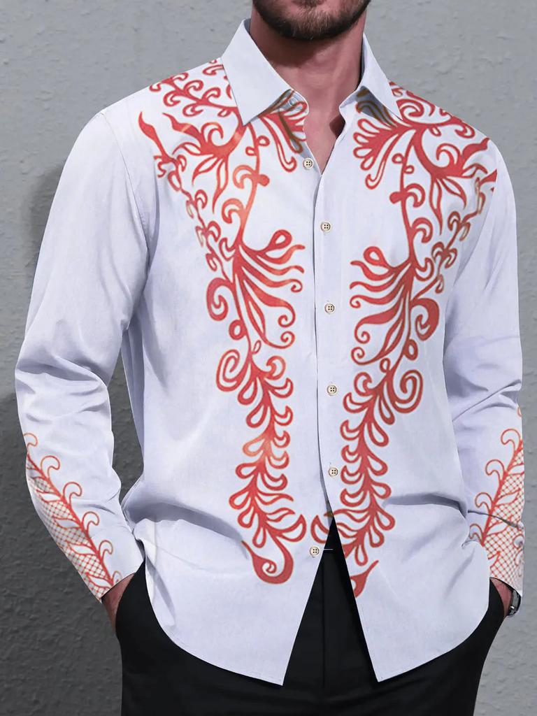 Men's Stand Collar Striped Long Sleeve Shirt, Stylish Casual Top