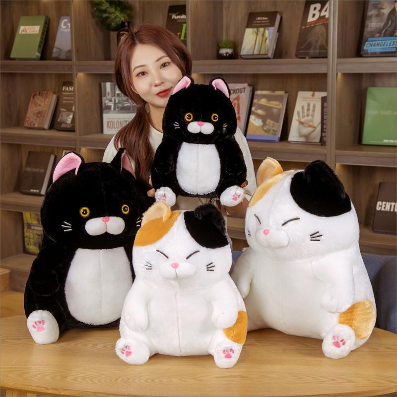 Plush Cat Amuse Doll Stuffed Toy Decoration Black White Multiple Sizes Kids Gift