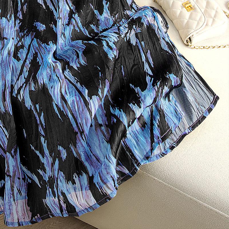 Women's Printed V-Neck Midi Cami Dress