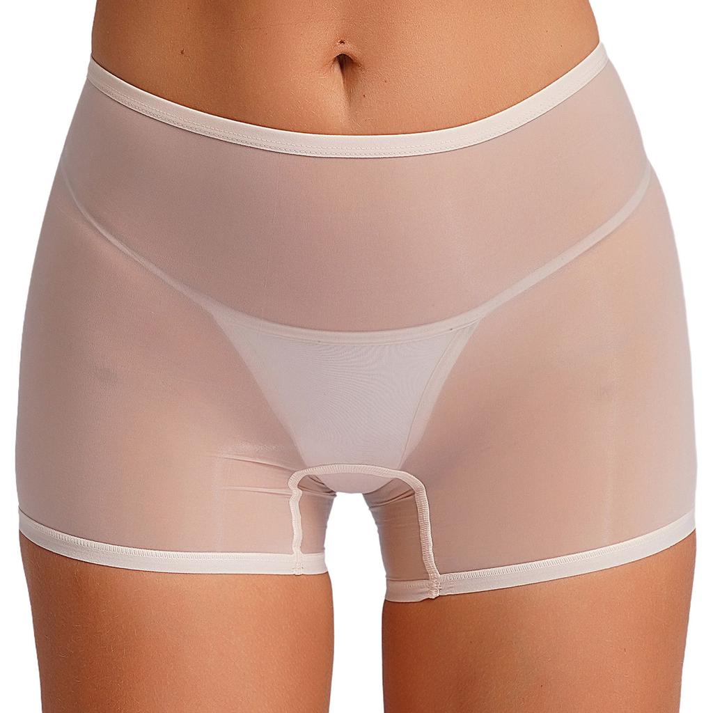 Női átlátszó, rugalmas, fényes, alacsony derékbőségű, fiúshort boxer alsónadrág