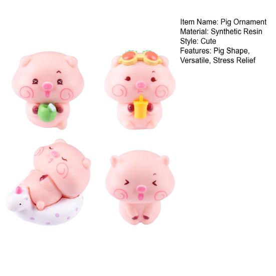 5Pcs Pig Ornament Mini Portable Size Q-Version Pig Design Statue Miniature Pig Landscape Office Desk Bookshelf Car Decor