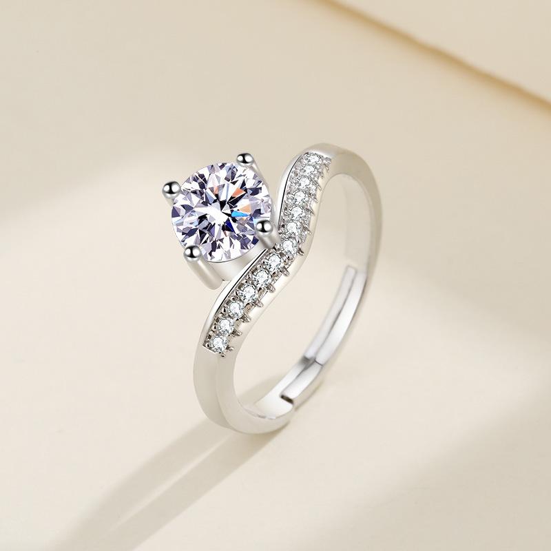 925 Silver Ring Heart AAA Zircon Open Adjustable Engagement For Women Wedding Fashion Jewelry Party Gifts