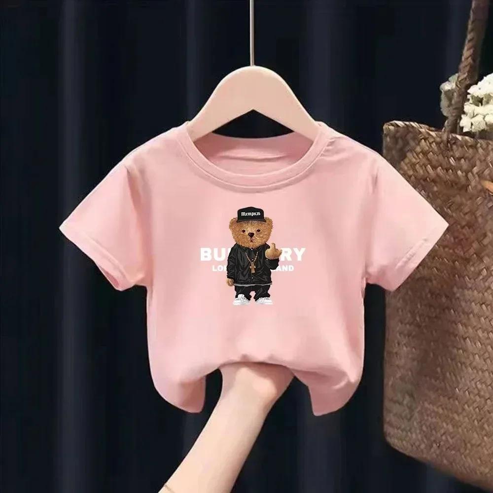 Fashion Baby Kids T-shirt  Luxury Brand Print Shirt Summer Boy Girl Clothes Short Sleeve Funny Kawaii Children Casual Tops