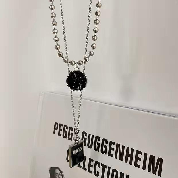 Hip Hop Double Stacked Necklace Women'S Tide Sweater Chain Men'S And Women'S Long Collarbone Chain Perfume Bottle Pendant