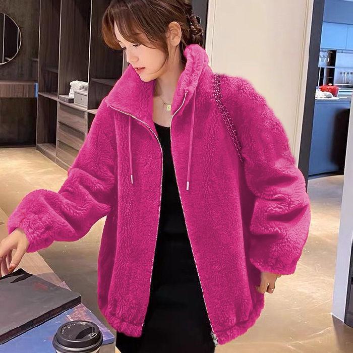Extra Large Size Loose Coral Fleece Fleece Jacket Women's Autumn and Winter Thickened Double-sided Fleece Polar Fleece Jacket Women's Tide