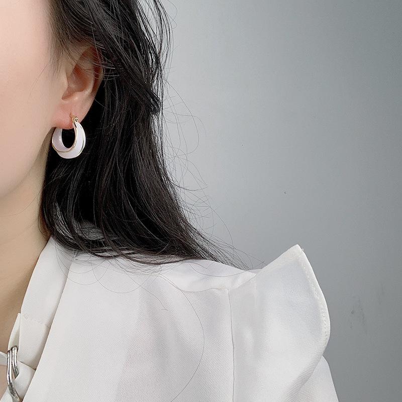 Silver Fashion Green Drop Glaze Irregular Earrings For Woman Halloween Party Jewelry Accessories Gift