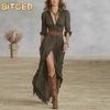 BITCEDWomen's Fashion Summer Spring Solid Color Print  Casual Dresses