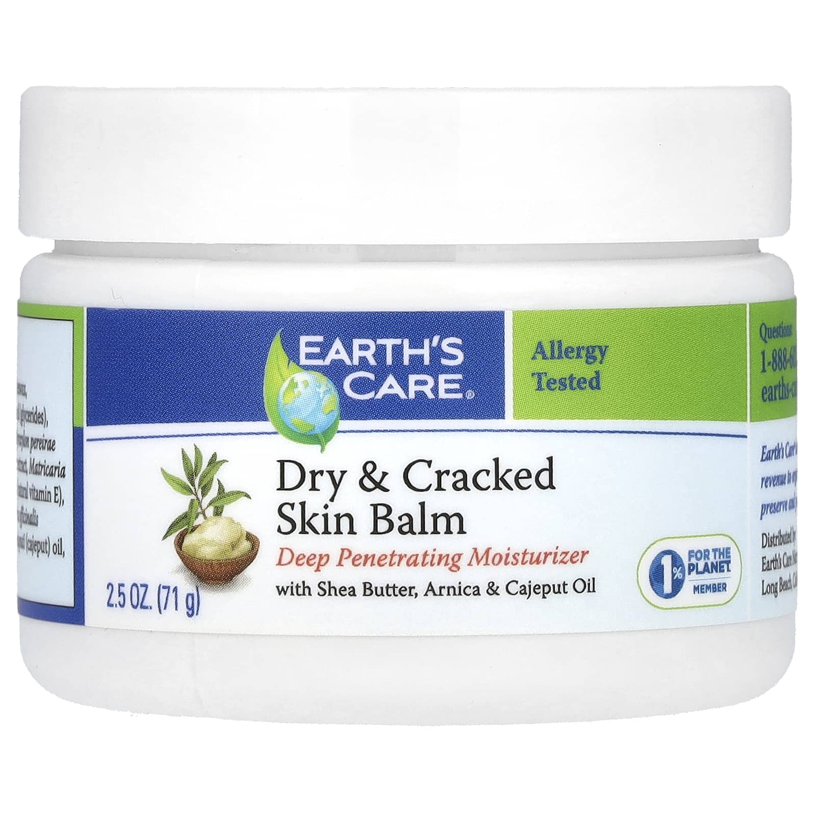 

Earth s Care Бальзам для сухой, потрескавшейся кожи, с маслом ши, арникой и маслом каяпута, 71 г (2.5 унции)