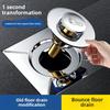 Ralo de piso para chuveiro tipo pedal, ralo de chão útil de aço inoxidável para esgoto, filtro montado no chão, ralo de piso tipo pressão retrátil