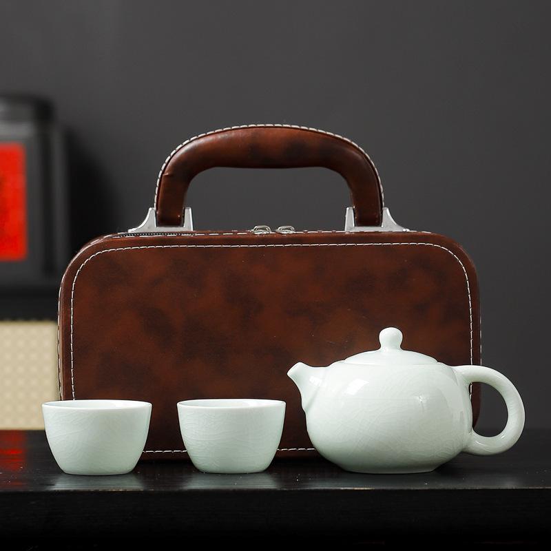 Portable Ceramic Travel Tea Set: One Pot, Two Cups - Perfect for Outdoor Use or Dragon Boat Festival Gifts