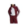 Adidas Logo Stripe High Collar Zip Jacket Women Outerwear Burgundy IB7406