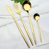 6pcs Gold Stainless Steel Dinnerware Cutlery Set Dinner Knife Cake Fruit Fork Coffee Spoon Mirror Polished Flatware Silverware Tableware Set