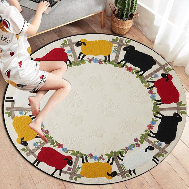 Farmanimals Round Area Rug,Carpet Rug for Living Room Bedroom Sofa Playroom Decor,Non slip Floor Mat