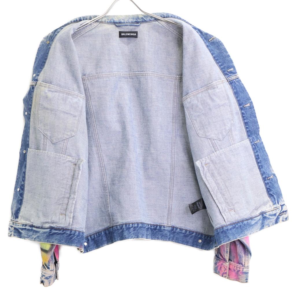 Balenciaga [Domestic Regular] 562529 Graphic Oversized Denim Jacket 46 Blue / multicolorUsed