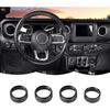 Center Console Air Conditioner Switch Knob Trim Cover Headlight Knob Trim Cover Aluminum Alloy Interior Accessories for Jeep Wrangler JL JLU &